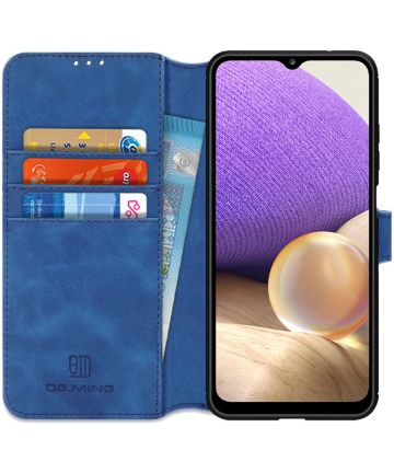 DG Ming Samsung Galaxy A32 5G Hoesje Retro Wallet Book Case Blauw Hoesjes