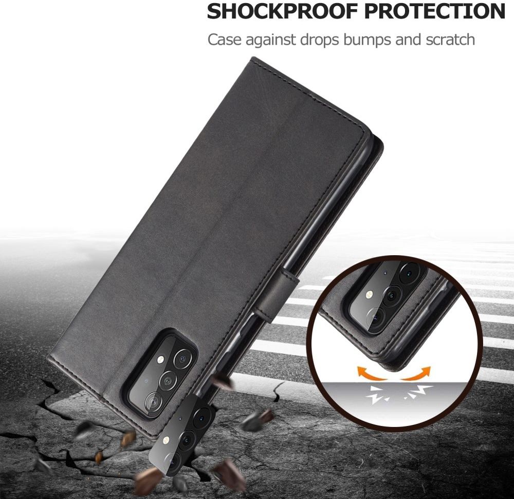 LC.IMEEKE Samsung Galaxy A72 Hoesje Book Case Kunst Leer Zwart afbeelding 4