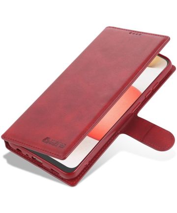 AZNS Samsung Galaxy A72 Hoesje Book Case Kunst Leer Rood Hoesjes