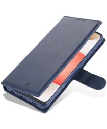 AZNS Samsung Galaxy A72 Hoesje Book Case Kunst Leer Blauw