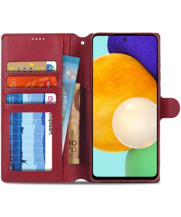 AZNS Samsung Galaxy A52 / A52S Hoesje Book Case Kunst Leer Rood Hoesjes