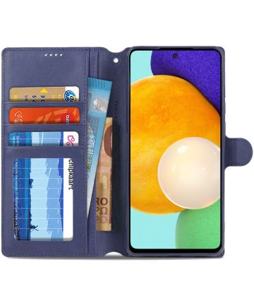 AZNS Samsung Galaxy A52 / A52S Hoesje Book Case Kunst Leer Blauw Hoesjes