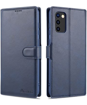 AZNS Samsung Galaxy A02s Hoesje Book Case Kunst Leer Blauw Hoesjes