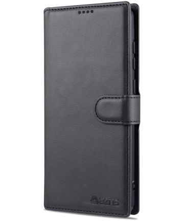 AZNS Samsung Galaxy A02s Hoesje Book Case Kunst Leer Zwart Hoesjes