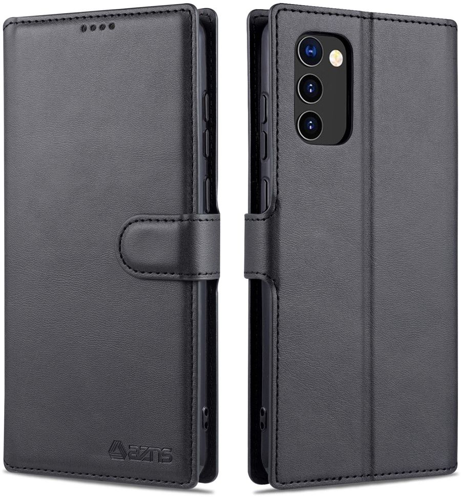 AZNS Samsung Galaxy A02s Hoesje Book Case Kunst Leer Zwart afbeelding 3