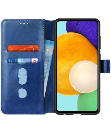 Samsung Galaxy A52 / A52S Hoesje Portemonnee Retro Book Case Blauw Hoesjes