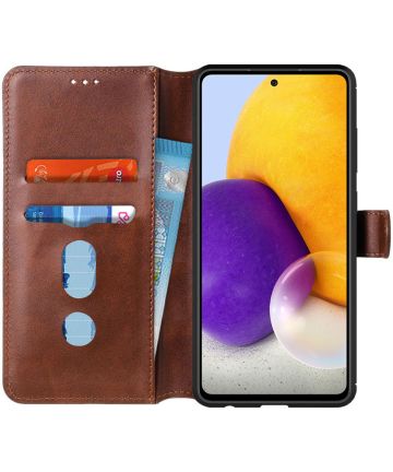 Samsung Galaxy A72 Hoesje Portemonnee Retro Book Case Bruin Hoesjes