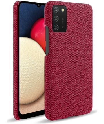 Samsung Galaxy A02s Hoesje met Stof Textuur Back Cover Rood Hoesjes