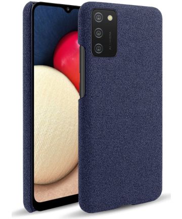 Samsung Galaxy A02s Hoesje met Stof Textuur Back Cover Blauw Hoesjes