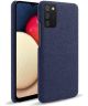 Samsung Galaxy A02s Hoesje met Stof Textuur Back Cover Blauw