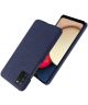 Samsung Galaxy A02s Hoesje met Stof Textuur Back Cover Blauw