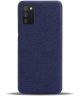 Samsung Galaxy A02s Hoesje met Stof Textuur Back Cover Blauw