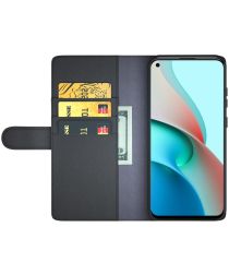 Xiaomi Redmi Note 9T Portemonnee Hoesje Echt Splitleer Zwart