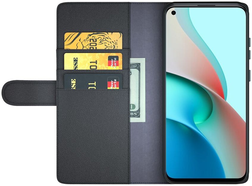 Xiaomi Redmi Note 9T Portemonnee Hoesje Echt Splitleer Zwart afbeelding 1
