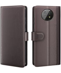 Xiaomi Redmi Note 9T Portemonnee Hoesje Echt Splitleer Bruin