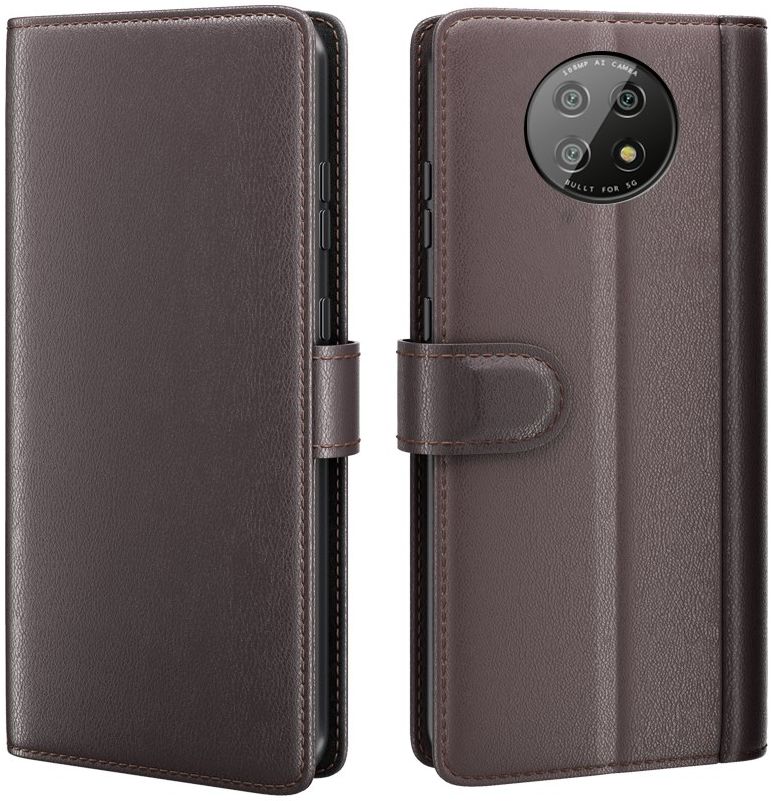 Xiaomi Redmi Note 9T Portemonnee Hoesje Echt Splitleer Bruin afbeelding 1