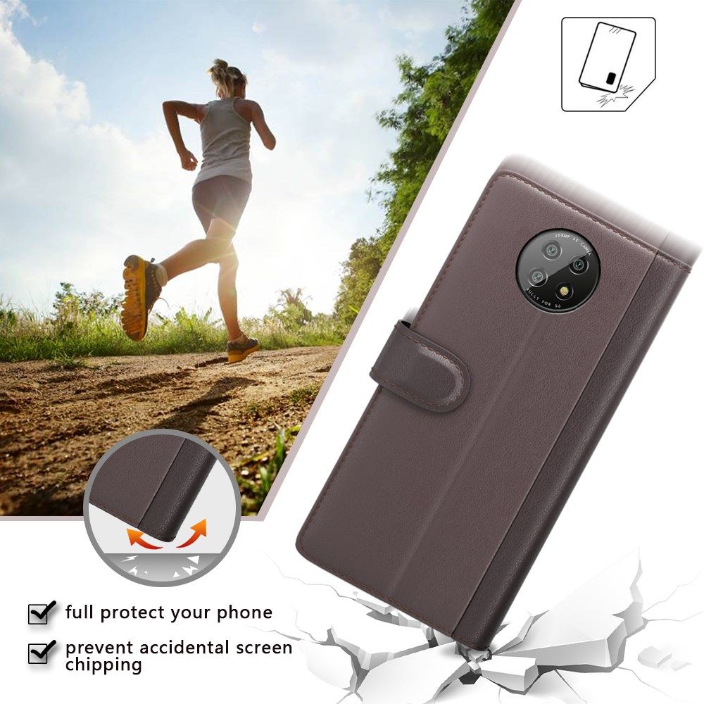 Xiaomi Redmi Note 9T Portemonnee Hoesje Echt Splitleer Bruin afbeelding 4