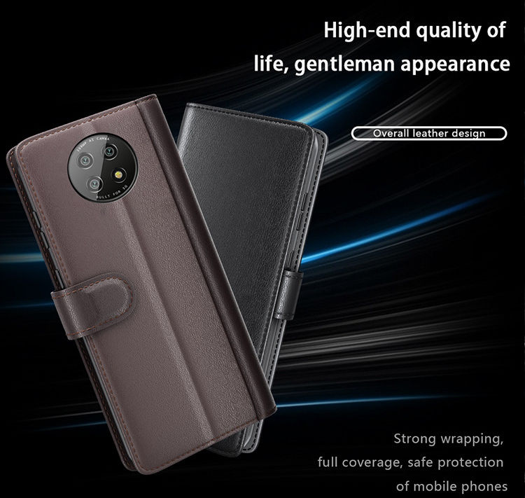 Xiaomi Redmi Note 9T Portemonnee Hoesje Echt Splitleer Bruin afbeelding 5