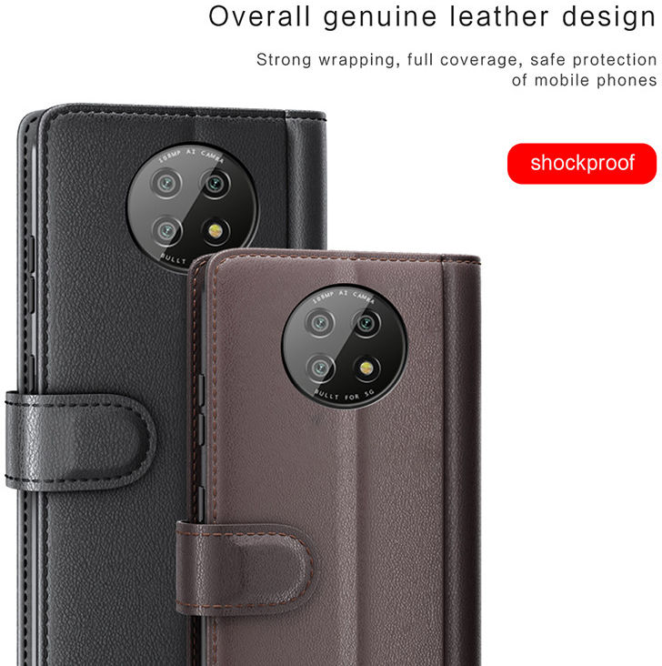 Xiaomi Redmi Note 9T Portemonnee Hoesje Echt Splitleer Bruin afbeelding 6
