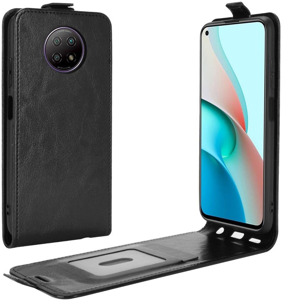 Xiaomi Redmi Note 9T Hoesje Verticale Flip Wallet Case Kunstleer Zwart afbeelding 1