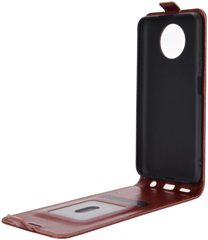Xiaomi Redmi Note 9T Hoesje Verticale Flip Wallet Case Kunstleer Bruin afbeelding 7