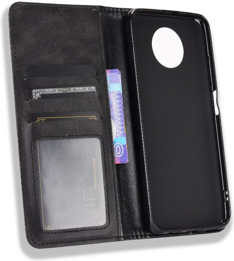 Xiaomi Redmi Note 9T Portemonnee Hoesje Vintage Look Kunst Leer Zwart afbeelding 4