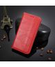 Xiaomi Redmi Note 9T Portemonnee Hoesje Vintage Look Kunst Leer Rood