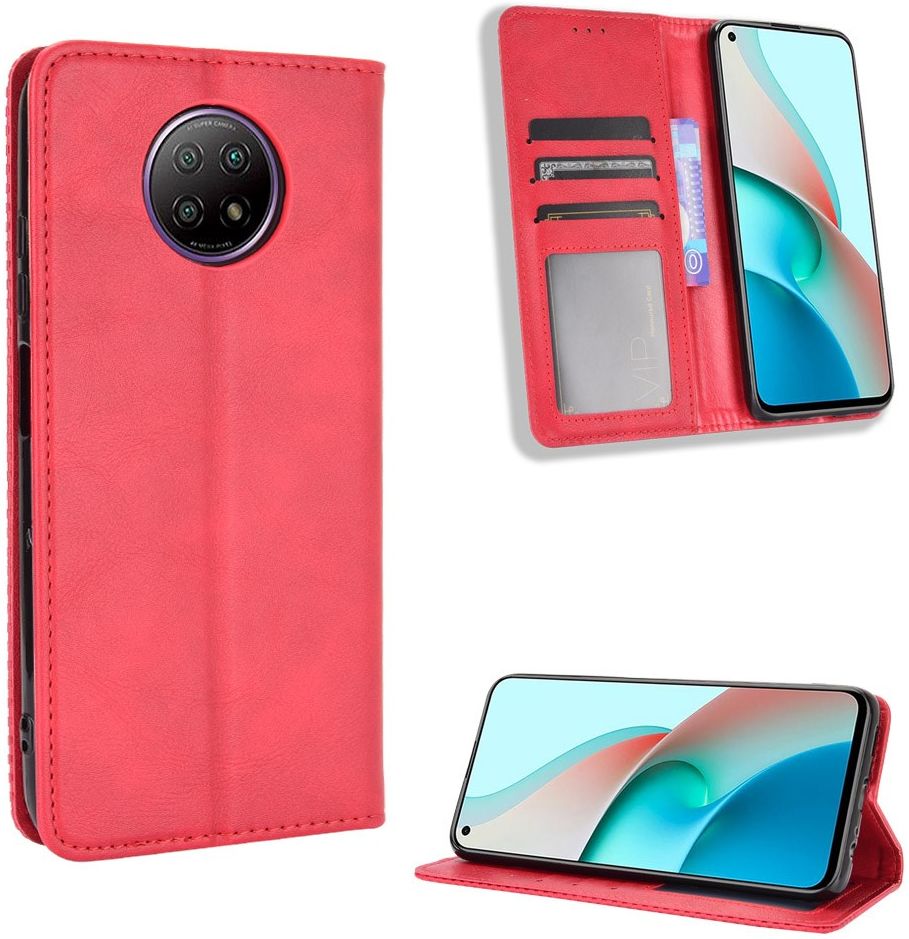 Xiaomi Redmi Note 9T Portemonnee Hoesje Vintage Look Kunst Leer Rood afbeelding 9