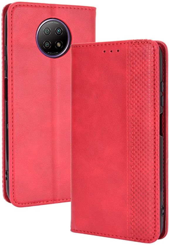 Xiaomi Redmi Note 9T Portemonnee Hoesje Vintage Look Kunst Leer Rood afbeelding 7