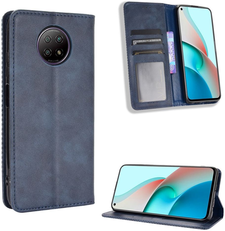 Xiaomi Redmi Note 9T Portemonnee Hoesje Vintage Look Kunst Leer Blauw afbeelding 10