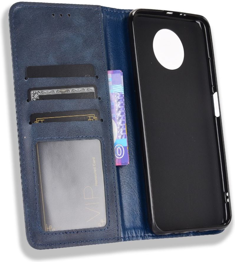Xiaomi Redmi Note 9T Portemonnee Hoesje Vintage Look Kunst Leer Blauw afbeelding 5