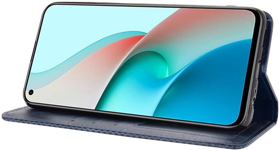 Xiaomi Redmi Note 9T Portemonnee Hoesje Vintage Look Kunst Leer Blauw afbeelding 4