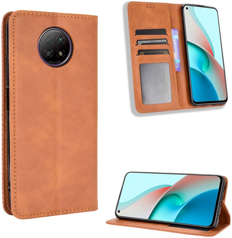 Xiaomi Redmi Note 9T Portemonnee Hoesje Vintage Look Kunst Leer Bruin afbeelding 11