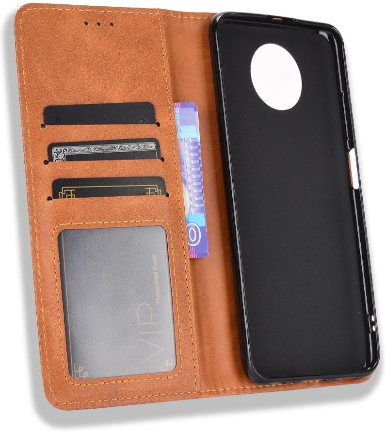 Xiaomi Redmi Note 9T Portemonnee Hoesje Vintage Look Kunst Leer Bruin afbeelding 4