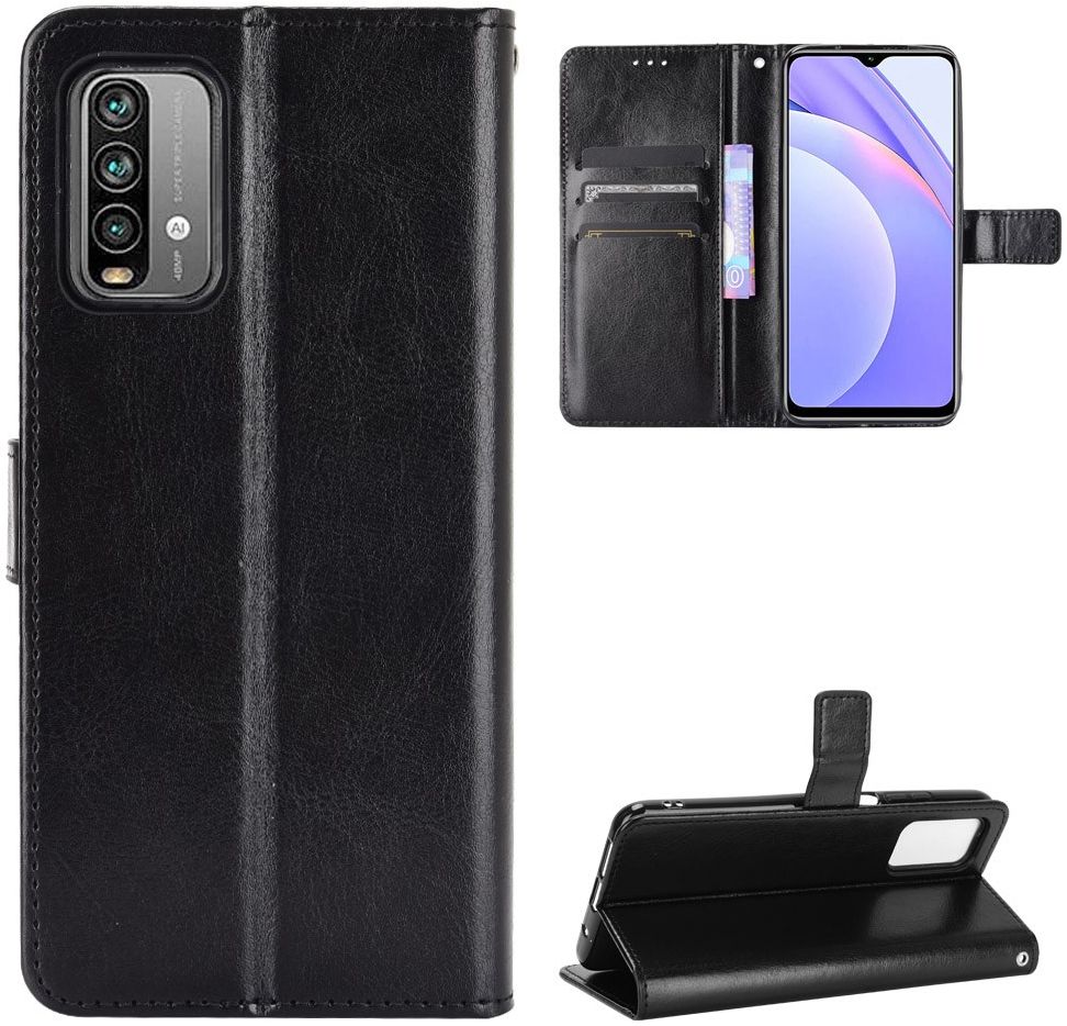Xiaomi Redmi 9T Hoesje met Pasjes Book Case met Koord Kunstleer Zwart afbeelding 9