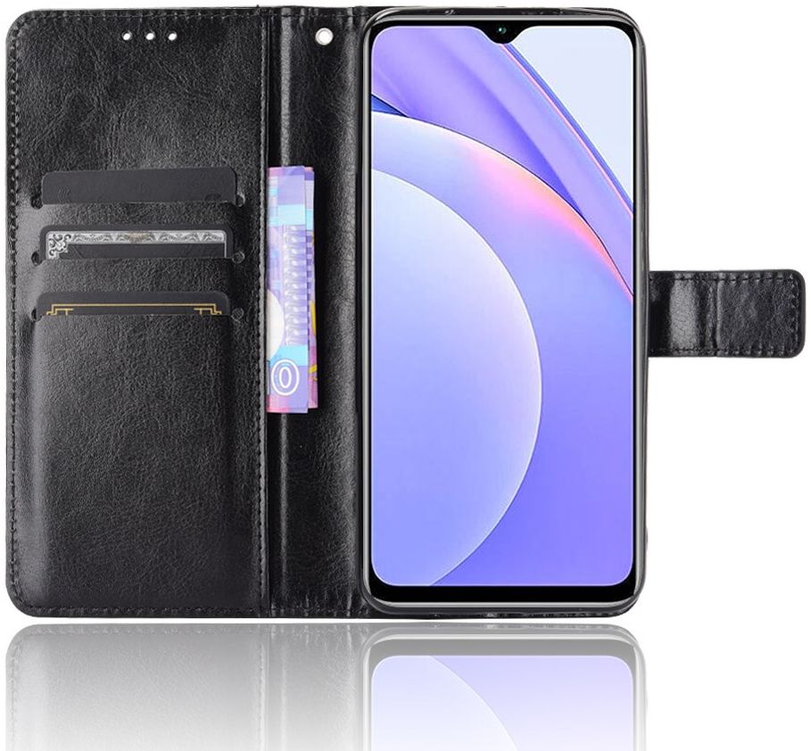 Xiaomi Redmi 9T Hoesje met Pasjes Book Case met Koord Kunstleer Zwart afbeelding 1