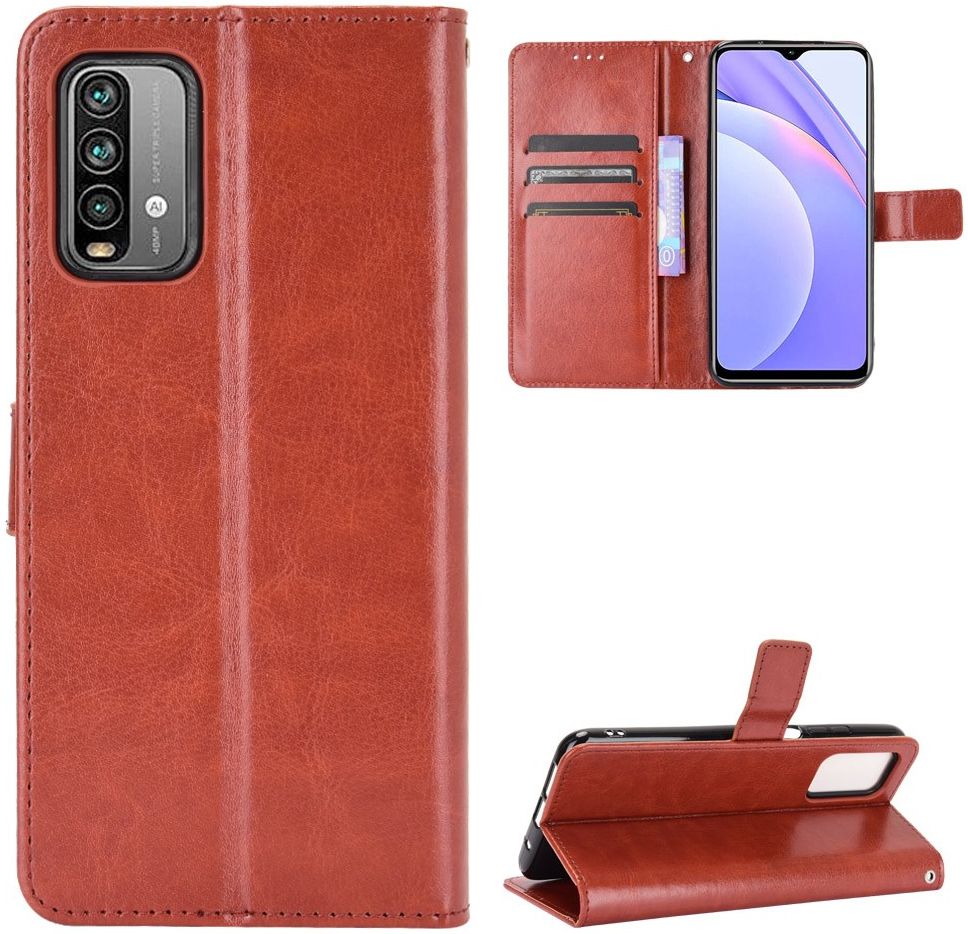 Xiaomi Redmi 9T Hoesje met Pasjes Book Case met Koord Kunstleer Bruin afbeelding 4