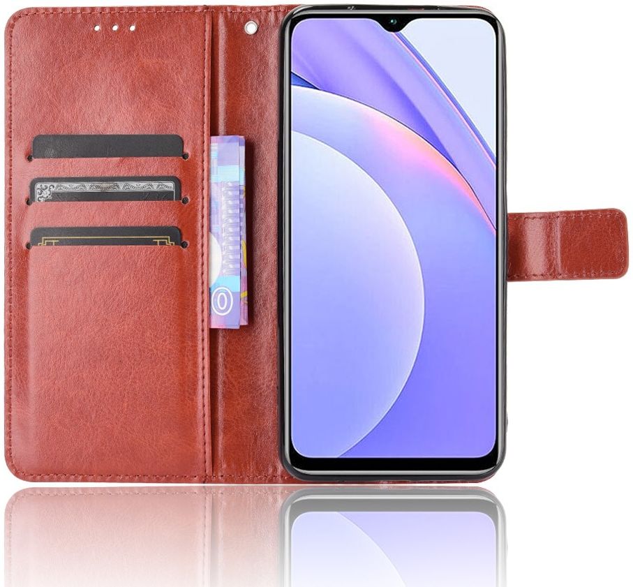 Xiaomi Redmi 9T Hoesje met Pasjes Book Case met Koord Kunstleer Bruin afbeelding 1