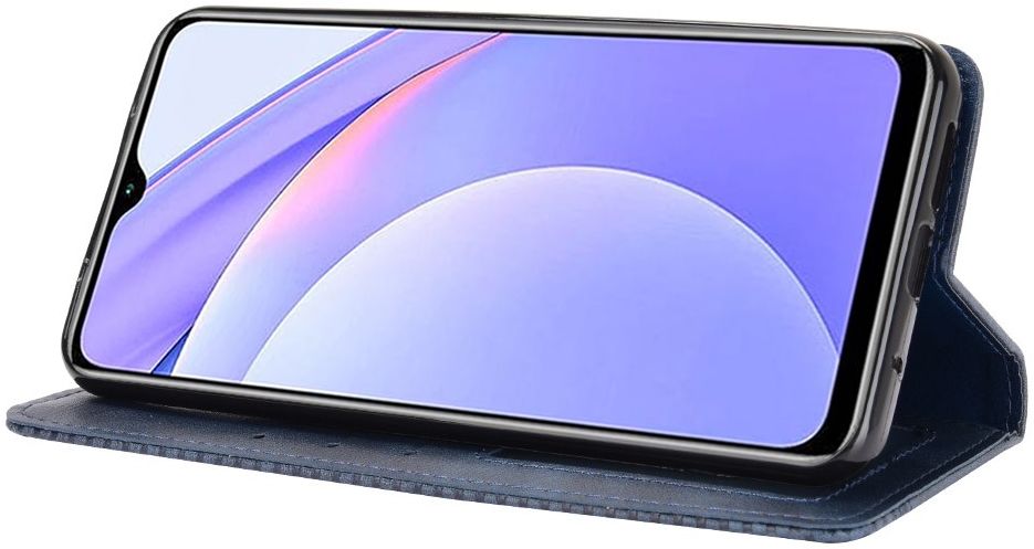 Xiaomi Redmi 9T Styles Portemonnee Hoesje Retro Look Kunstleer Blauw afbeelding 5