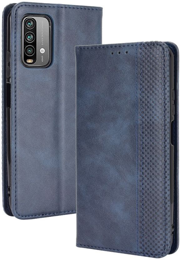 Xiaomi Redmi 9T Styles Portemonnee Hoesje Retro Look Kunstleer Blauw afbeelding 9