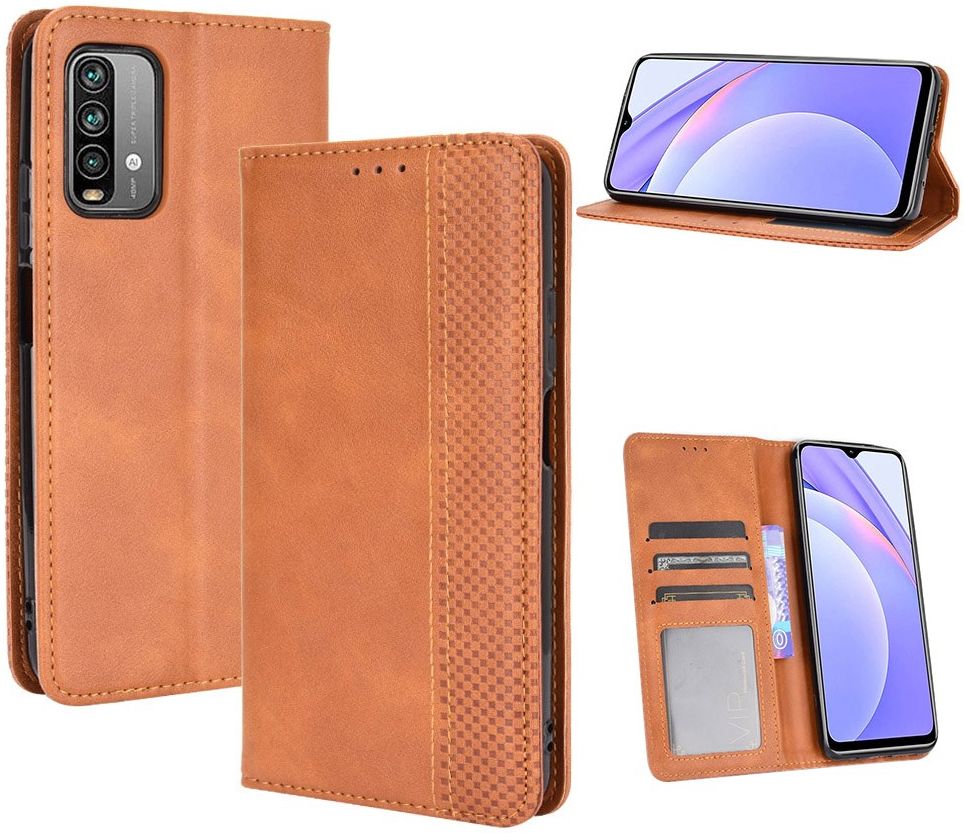 Xiaomi Redmi 9T Styles Portemonnee Hoesje Retro Look Kunstleer Bruin afbeelding 11