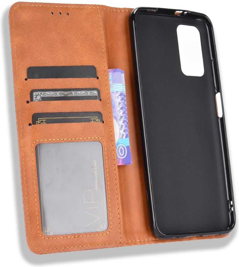 Xiaomi Redmi 9T Styles Portemonnee Hoesje Retro Look Kunstleer Bruin afbeelding 4