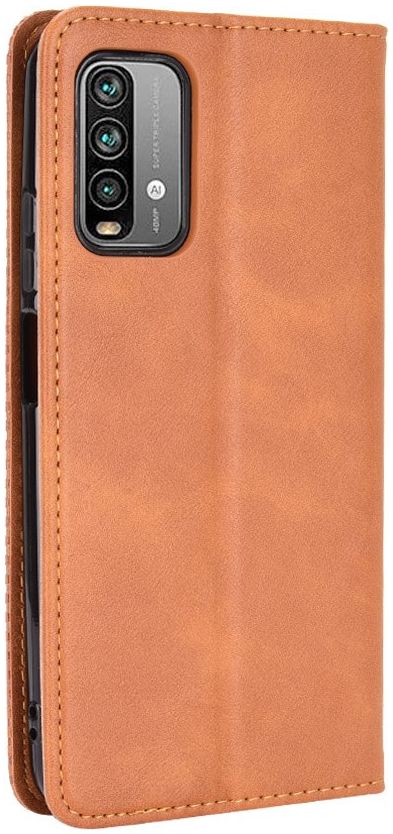 Xiaomi Redmi 9T Styles Portemonnee Hoesje Retro Look Kunstleer Bruin afbeelding 3