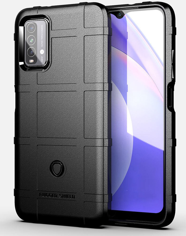Xiaomi Redmi 9T Hoesje Shock Proof Rugged Shield Back Cover Zwart afbeelding 2