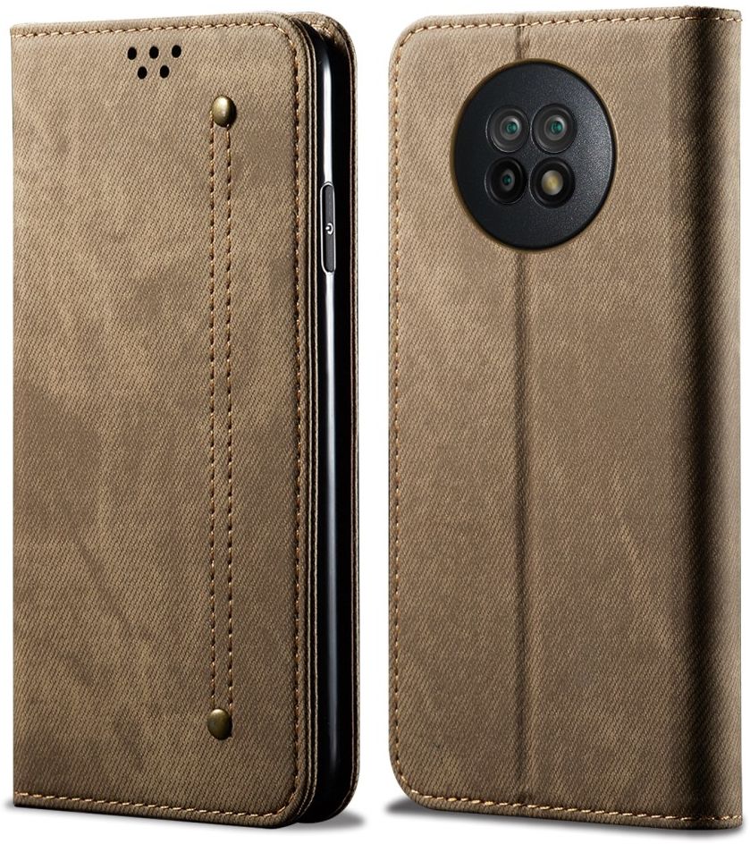Xiaomi Redmi Note 9T Hoesje Portemonnee Stof Textuur Book Case Khaki afbeelding 11