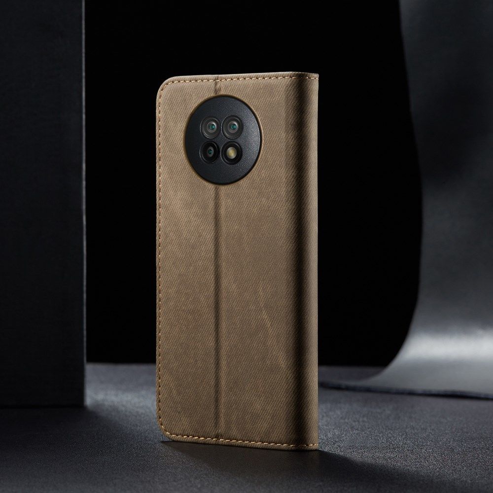 Xiaomi Redmi Note 9T Hoesje Portemonnee Stof Textuur Book Case Khaki afbeelding 8