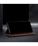 Xiaomi Redmi Note 9T Hoesje Portemonnee Stof Textuur Book Case Bruin