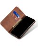 Xiaomi Redmi Note 9T Hoesje Portemonnee Stof Textuur Book Case Bruin