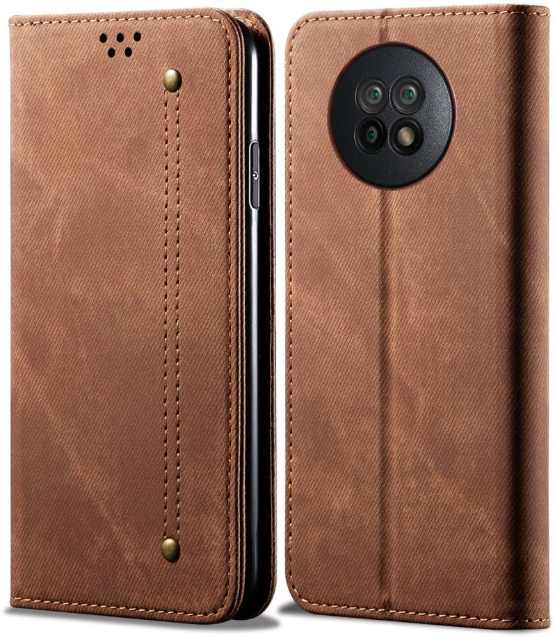 Xiaomi Redmi Note 9T Hoesje Portemonnee Stof Textuur Book Case Bruin afbeelding 11