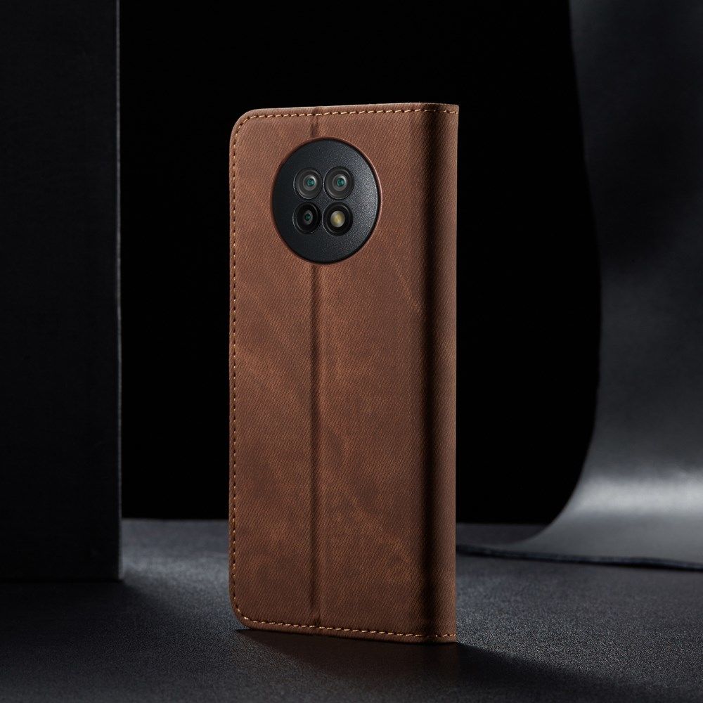 Xiaomi Redmi Note 9T Hoesje Portemonnee Stof Textuur Book Case Bruin afbeelding 7